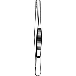 Dressing Forceps Merit™ 5 Inch Length Floor / Office Grade Pakistani Stainless Steel NonSterile NonLocking Thumb Handle Straight Serrated Tips EACH MK-376328