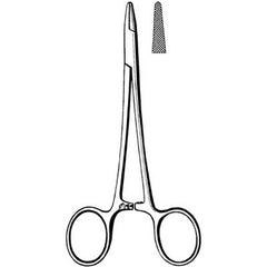 Needle Holder Merit™ Baumgartner 5-1/4 Inch Length Straight Serrated Tip Finger Ring Handle Each MK-376334