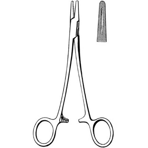 Needle Holder Merit™ Mayo-Hegar 7 Inch Length Straight Serrated Tip Finger Ring Handle Each MK-376337