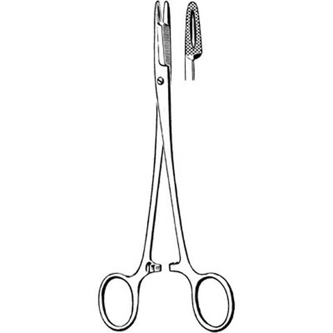 Needle Holder Merit™ Olsen-Hegar 7-1/2 Inch Length Straight Serrated Tip Finger Ring Handle Each MK-376341