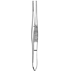 Iris Forceps Merit™ 4 Inch Length Floor / Office Grade Pakistani Stainless Steel NonSterile NonLocking Thumb Handle Straight Blunt Serrated Tips EACH MK-376354