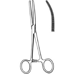 Hemostatic Forceps Econo™ Rochester-Pean 8-1/2 Inch Length Floor / Office Grade Pakistani Stainless Steel NonSterile Locking Finger Ring Handle Curved Serrated Tips BOX OF 12 MK-376451