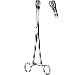 Sponge Forceps Econo™ Foerster-Ballenger 9-1/2 Inch Length Floor / Office Grade Pakistani Stainless Steel NonSterile Locking Finger Ring Handle Curved Fenestrated Serrated Oval Tips BOX OF 12 MK-376468
