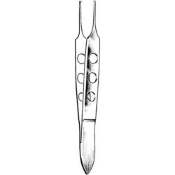 Iris Forceps Merit™ Bishop-Harmon 3-1/2 Inch Length Floor / Office Grade Pakistani Stainless Steel NonSterile NonLocking Thumb Handle Straight 1 X 2 Teeth EACH MK-376652