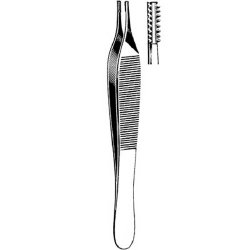 Tissue Forceps Merit™ Adson-Brown 4-3/4 Inch Length Floor / Office Grade Pakistani Stainless Steel NonSterile NonLocking Thumb Handle Straight 7 X 7 Side Grasping Teeth EACH MK-376657