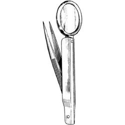 Splinter Forceps Merit™ 3 Inch Length Floor / Office Grade Pakistani Stainless Steel NonSterile NonLocking Thumb Handle Straight Fine, Pointed Serrated Tips EACH MK-376660