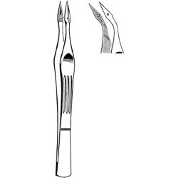 Splinter Forceps Merit™ Carmalt 4-1/2 Inch Length Floor / Office Grade Pakistani Stainless Steel NonSterile NonLocking Thumb Handle Curved Fine, Pointed Serrated Tips with Groove EACH MK-376662