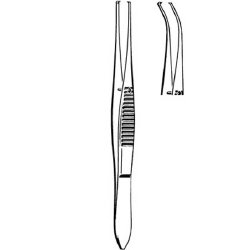 Iris Forceps Merit™ 4 Inch Length Floor / Office Grade Pakistani Stainless Steel NonSterile NonLocking Thumb Handle Curved 1 X 2 Teeth EACH MK-376666