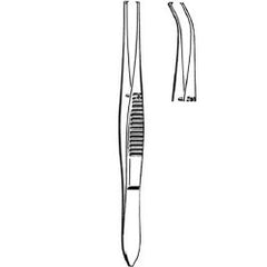 Iris Forceps Merit™ 4 Inch Length Floor / Office Grade Pakistani Stainless Steel NonSterile NonLocking Thumb Handle Curved 1 X 2 Teeth EACH MK-376666