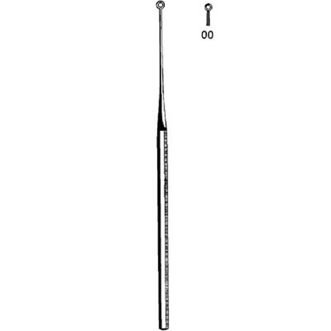 Ear Curette Merit™ Buck 6-1/2 Inch Length Octagonal Handle Size 00 Tip Straight Blunt Round Loop Tip Each MK-376676