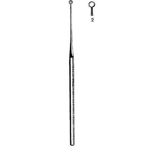 Ear Curette Merit™ Buck 6-1/2 Inch Length Octagonal Handle Size 2 Tip Straight Blunt Round Loop Tip Each MK-376679