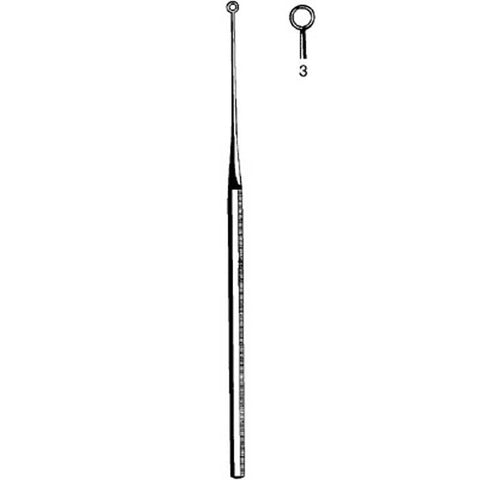 Ear Curette Merit™ Buck 6-1/2 Inch Length Octagonal Handle Size 3 Tip Straight Blunt Round Loop Tip Each MK-376680