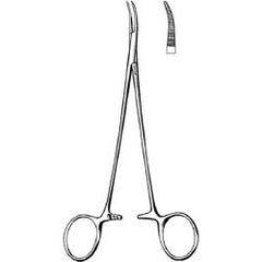 Hemostatic Forceps Sklar® Jacobs 7 Inch Length OR / Surgical Grade German Stainless Steel NonSterile Locking Finger Ring Handle Slightly Curved Serrated Tips EACH MK-376684