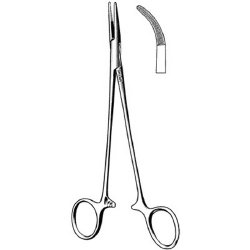 Hemostatic Forceps Sklar® Adson 7-1/4 Inch Length OR / Surgical Grade German Stainless Steel NonSterile Locking Finger Ring Handle Curved Serrated Tips EACH MK-377086