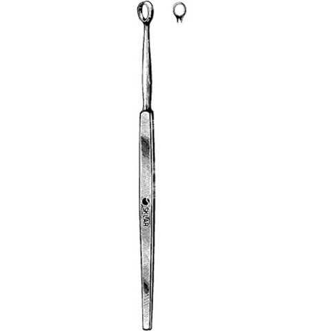 Dermal Curette Sklar® Fox 5-1/2 Inch Length Solid Flat Handle 2 mm Tip Straight Sharp Fenestrated Round Tip Each MK-377614