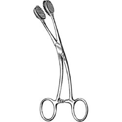 Tongue Holding Forceps Sklar® Young 6-1/4 Inch Length OR / Surgical Grade German Stainless Steel / Rubber NonSterile Locking Finger Ring Handle Straight Serrated Tips EACH MK-377736