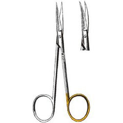 Iris Scissors Sklarlite™ Sklarcut™ 4-1/2 Inch Length OR / Surgical Grade German Stainless Steel NonSterile Finger Ring Handle Curved on Flat Sharp Tip / Sharp Tip EACH MK-377968