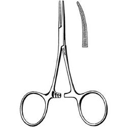 Mosquito Forceps Sklarlite™ Extra Light Hartmann 3-1/2 Inch Length OR / Surgical Grade German Stainless Steel NonSterile Locking Finger Ring Handle Curved Extra Light, Serrated Tips EACH MK-377976