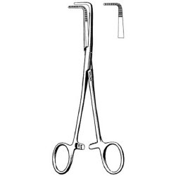 Hemostatic Forceps Sklarlite XD™ Mixter 7-1/4 Inch Length OR / Surgical Grade German Stainless Steel NonSterile Locking Finger Ring Handle Angled 90° Extra Delicate, Serrated Tips EACH MK-377985