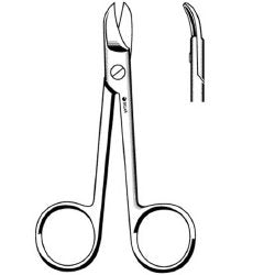 Crown Scissors Sklar® 4 Inch Length OR / Surgical Grade German Stainless Steel NonSterile Finger Ring Handle Curved Sharp Tip / Sharp Tip EACH MK-378033