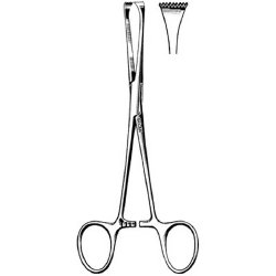 Tissue Forceps Sklar® Allis-Adair 6-1/2 Inch Length OR / Surgical Grade German Stainless Steel NonSterile Locking Finger Ring Handle Straight 9 X 10 Teeth EACH MK-378168