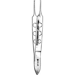Iris Forceps Sklar® Bishop-Harmon 3-1/4 Inch Length OR / Surgical Grade German Stainless Steel NonSterile NonLocking Thumb Handle Straight Micro, 1 X 2 Teeth EACH MK-378368
