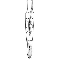 Iris Forceps Sklar® Bishop-Harmon 3-1/2 Inch Length OR / Surgical Grade German Stainless Steel NonSterile NonLocking Thumb Handle Straight Micro, 1 X 2 Teeth EACH MK-378369