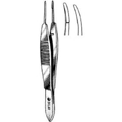 Tying Forceps Sklar® Harms 4 Inch Length OR / Surgical Grade German Stainless Steel NonSterile NonLocking Thumb Handle Curved Fine, Smooth Tips EACH MK-378388