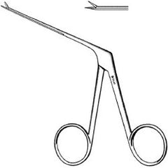 Alligator Forceps Sklar® 3-1/4 Inch Length OR / Surgical Grade German Stainless Steel NonSterile NonLocking Finger Ring Handle Angled Micro, Serrated Tips EACH MK-378487