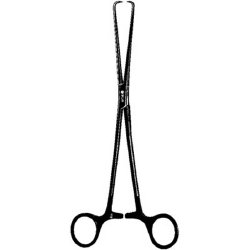 Tenaculum Forceps Sklar Black™ Laser Schroeder-Braun 10 Inch Length OR / Surgical Grade Coated German Stainless Steel NonSterile Locking Finger Ring Handle Straight 1 X 1 Sharp Prongs EACH MK-378747