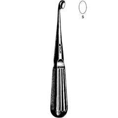 Bone Curette Sklar® Bruns 6-3/4 Inch Length Hollow Handle with Grooves Size 5 Tip Straight Oval Cup Tip Each MK-379138