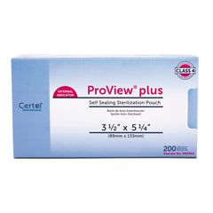 Sterilization Pouch ProView® Plus Ethylene Oxide (EO) Gas / Steam / Chemical Vapor 3-1/2 X 5-1/4 Inch White / Blue Self Seal Paper / Film (200/BX 6BX/CS) CERTOL MK-379687