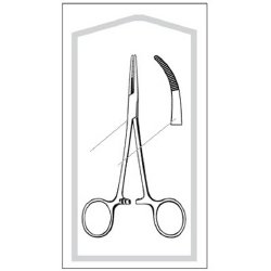 Hemostatic Forceps Econo Sterile™ Kelly 5-1/2 Inch Length Floor / Office Grade Pakistani Stainless Steel Sterile Locking Finger Ring Handle Curved Serrated Tips EA/CS MK-402229