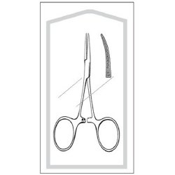 Mosquito Forceps Econo Sterile™ Hartmann 3-1/2 Inch Length Floor / Office Grade Pakistani Stainless Steel Sterile Locking Finger Ring Handle Curved Serrated Tips CASE OF 25 MK-408150