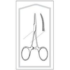 Mosquito Forceps Econo Sterile™ Hartmann 3-1/2 Inch Length Floor / Office Grade Pakistani Stainless Steel Sterile Locking Finger Ring Handle Curved Serrated Tips CASE OF 25 MK-408150