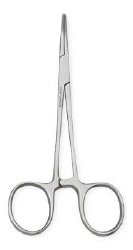 Mosquito Forceps Centurion® 4-3/4 Inch Length Floor / Office Grade Stainless Steel Sterile Locking Finger Ring Handle Curved Serrated Tips BOX OF 20 MK-413638
