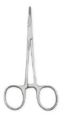 Mosquito Forceps Centurion® 4-3/4 Inch Length Floor / Office Grade Stainless Steel Sterile Locking Finger Ring Handle Curved Serrated Tips BOX OF 20 MK-413638