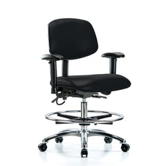 market leb Bench-Height Vinyl ESD Armchair 27"W x 18"D x 51.5"H • Chrome Base Footring, each ML42014