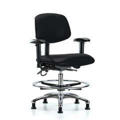 market leb Bench-Height Vinyl ESD Armchair 27"W x 18"D x 51.5"H • Chrome Base Footring, each ML42014