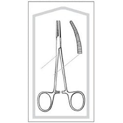 Mosquito Forceps Econo Sterile™ Halsted 5 Inch Length Floor / Office Grade Pakistani Stainless Steel Sterile Locking Finger Ring Handle Curved Serrated Tips CASE OF 50 MK-428636