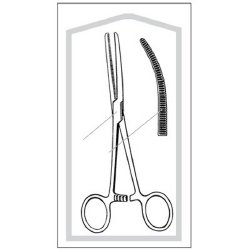 Hemostatic Forceps Econo Sterile™ Rochester-Pean 6-1/4 Inch Length Floor / Office Grade Pakistani Stainless Steel Sterile Locking Finger Ring Handle Curved Serrated Tips CASE OF 25 MK-435484
