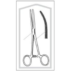 Hemostatic Forceps Econo Sterile™ Rochester-Pean 6-1/4 Inch Length Floor / Office Grade Pakistani Stainless Steel Sterile Locking Finger Ring Handle Curved Serrated Tips CASE OF 25 MK-435484