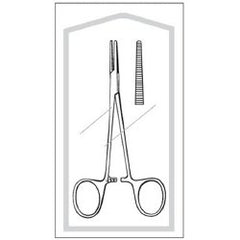 Mosquito Forceps Econo Sterile™ Halsted 5 Inch Length Floor / Office Grade Pakistani Stainless Steel Sterile Locking Finger Ring Handle Straight Serrated Tips CASE OF 50 MK-456966