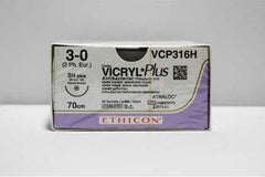 Absorbable Antibacterial Suture with Needle Coated Vicryl™ Plus Polyglactin 910 SH 1/2 Circle Taper Point Needle Size 3-0 Braided (36/BX) MK-458130