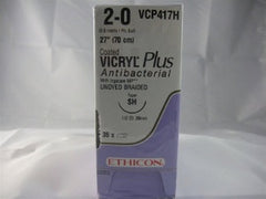 Absorbable Antibacterial Suture with Needle Coated Vicryl™ Plus Polyglactin 910 SH 1/2 Circle Taper Point Needle Size 2-0 Braided (36/BX) MK-458136
