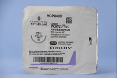 Absorbable Antibacterial Suture with Needle Coated Vicryl™ Plus Polyglactin 910 CT-1 1/2 Circle Taper Point Needle Size 0 Braided (12/BX) MK-458138