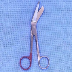 Bandage Scissors Surgi-OR™ Lister 5-1/2 Inch Length Mid Grade Stainless Steel NonSterile Finger Ring Handle Angled Blunt Tip / Blunt Tip EACH MK-459468