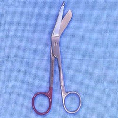 Bandage Scissors Surgi-OR™ Lister 5-1/2 Inch Length Mid Grade Stainless Steel NonSterile Finger Ring Handle Angled Blunt Tip / Blunt Tip EACH MK-459468