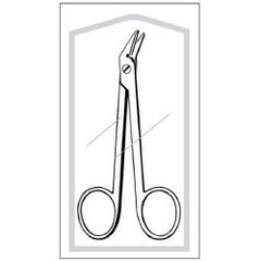 Wire Cutting Scissors Econo Sterile™ 4-3/4 Inch Length Floor / Office Grade Pakistani Stainless Steel Sterile Finger Ring Handle Angled Blunt Tip / Blunt Tip BOX OF 25 MK-460160