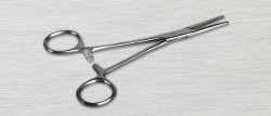 Hemostatic Forceps Medline® Kelly 5-1/2 Inch Length Floor / Office Grade Stainless Steel Sterile Locking Finger Ring Handle Straight Serrated Tips CASE OF 50 MK-467846